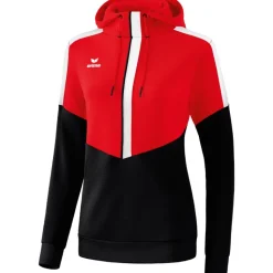 Erima Damen Hoodie Squad rot-schwarz-weiß