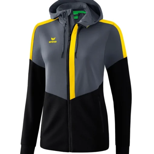 Erima Damen Trainingsjacke mit Kapuze Squad grau-gelb