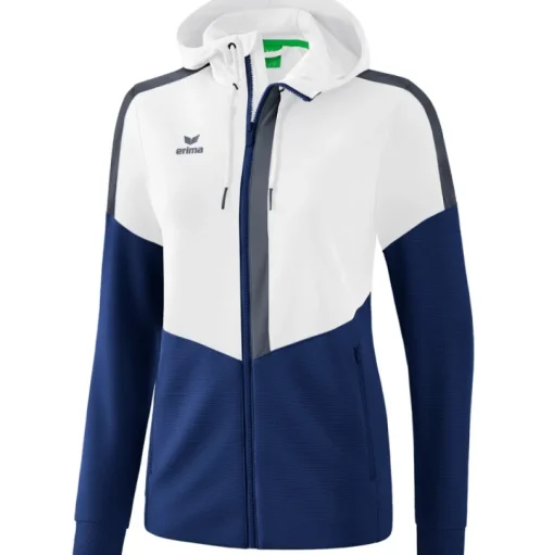 Erima Damen Trainingsjacke mit Kapuze Squad weiß-blau-grau