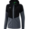 Erima Damen Trainingsjacke mit Kapuze Squad schwarz-grau