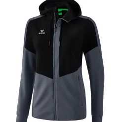 Erima Damen Trainingsjacke mit Kapuze Squad schwarz-grau