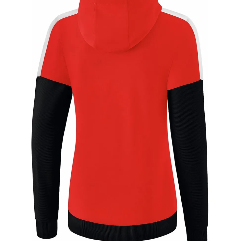 Erima Damen Trainingsjacke mit Kapuze Squad rot-schwarz-weiß