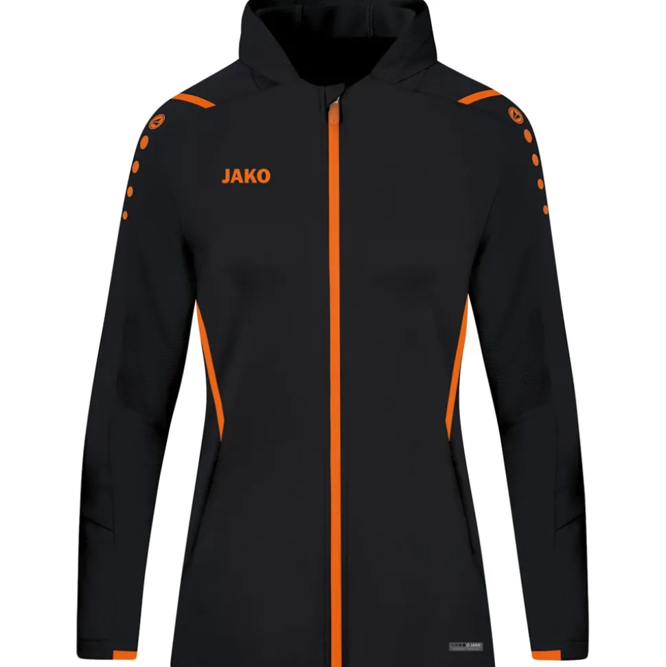 Jako Damen Trainingsjacke m. Kapuze Challenge schwarz-orange