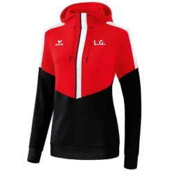 LG Braunschweig Erima Damen Squad Hoodie rot-schwarz